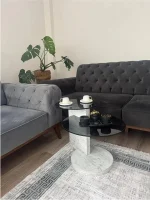 Evode Design | Döner Orta Sehpa – Füme Camlı Modern